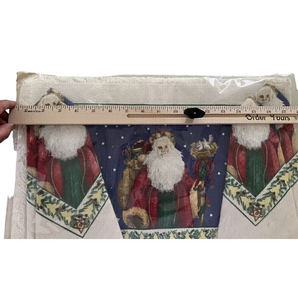 Vintage Stevens Linen 4 Placemats Napkins Original Packaging Old World Santa